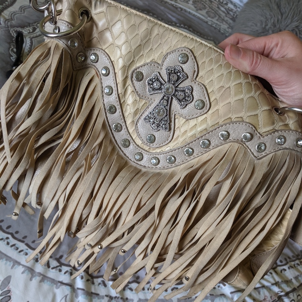 American Bling rhinestone fringe purse